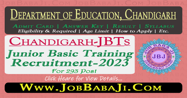 Chandigarh JBT Teacher Recruitment 2023 Apply Online for 293 Post