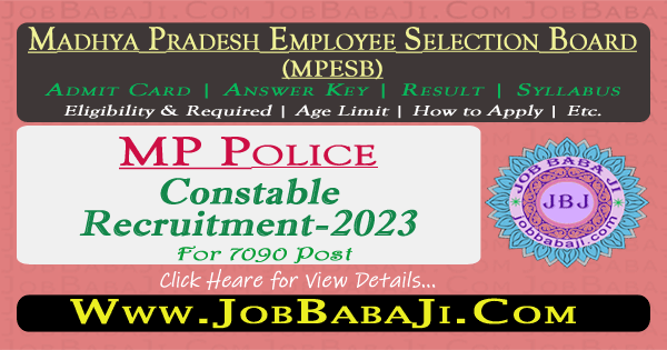 MPESB MP Police Constable Recruitment Test 2023 Answer Key for 7090 Post