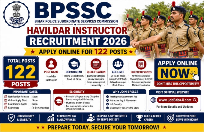 BPSSC Havildar Instructor Recruitment 2026 Job Banner