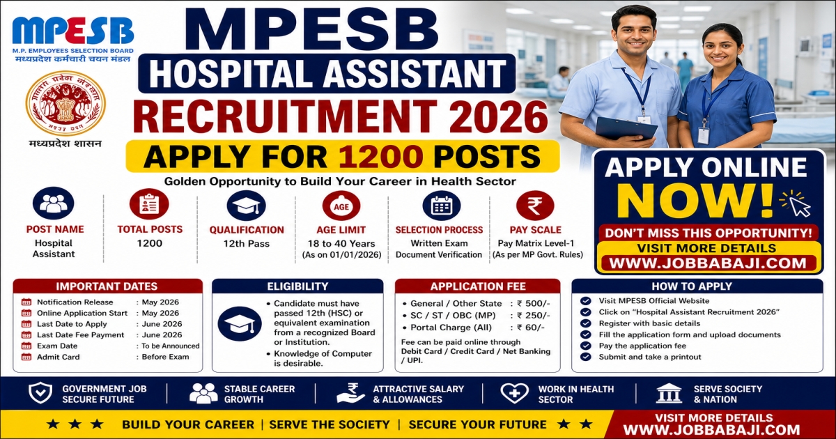 MPESB Hospital Assistant Online Form 2026 Job Banner
