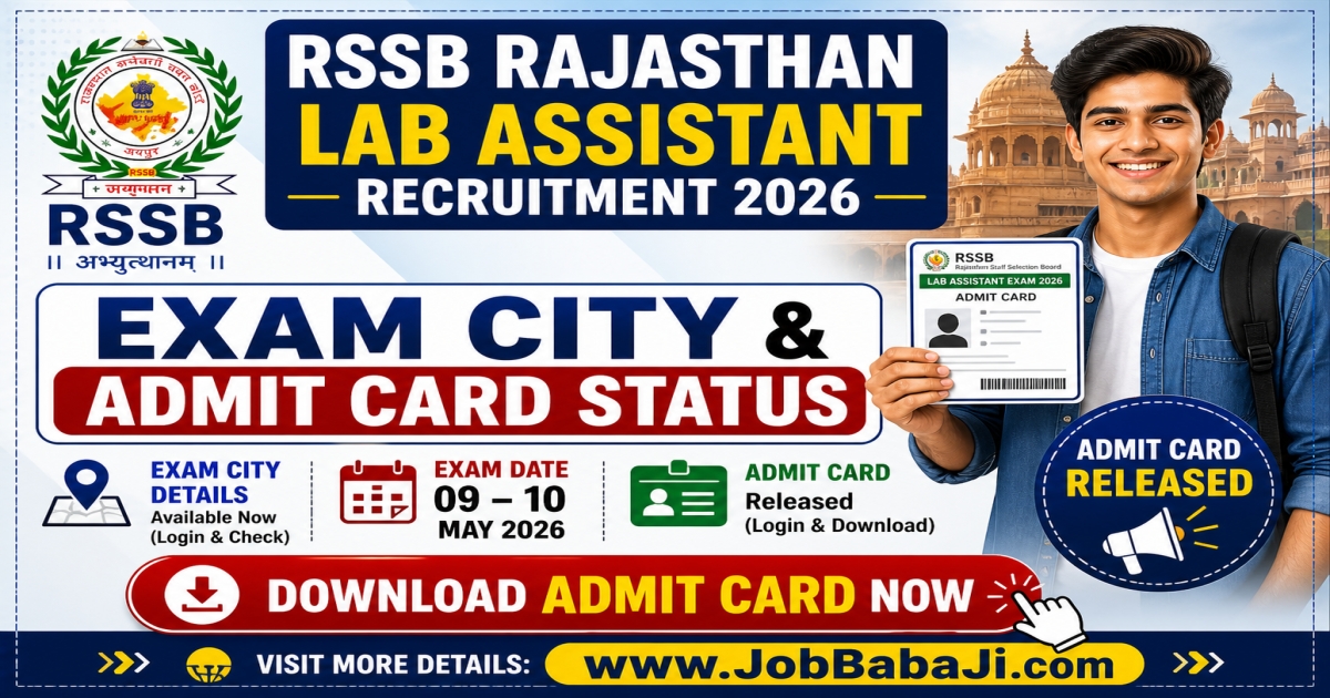 RSSB Lab Assistant Exam City and Admit Card 2026 Job Banner