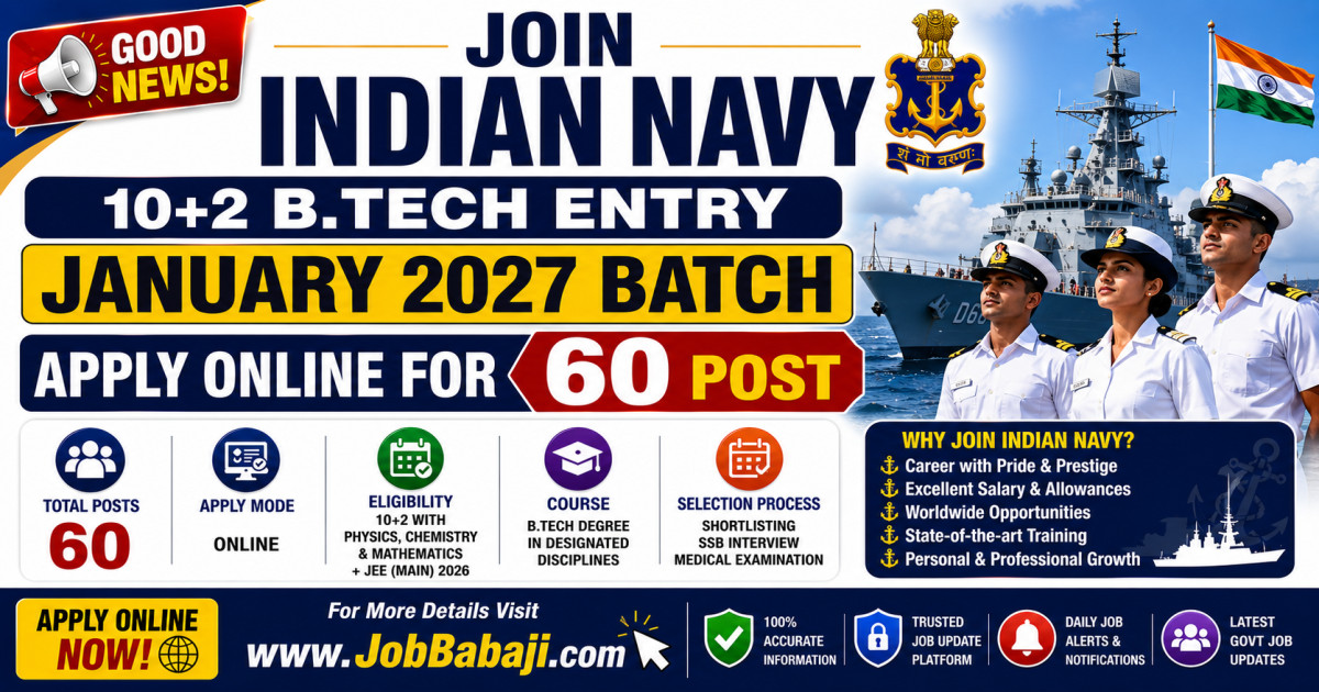 Indian Navy 12th B.Tech Recruitment 2026 Job Banner