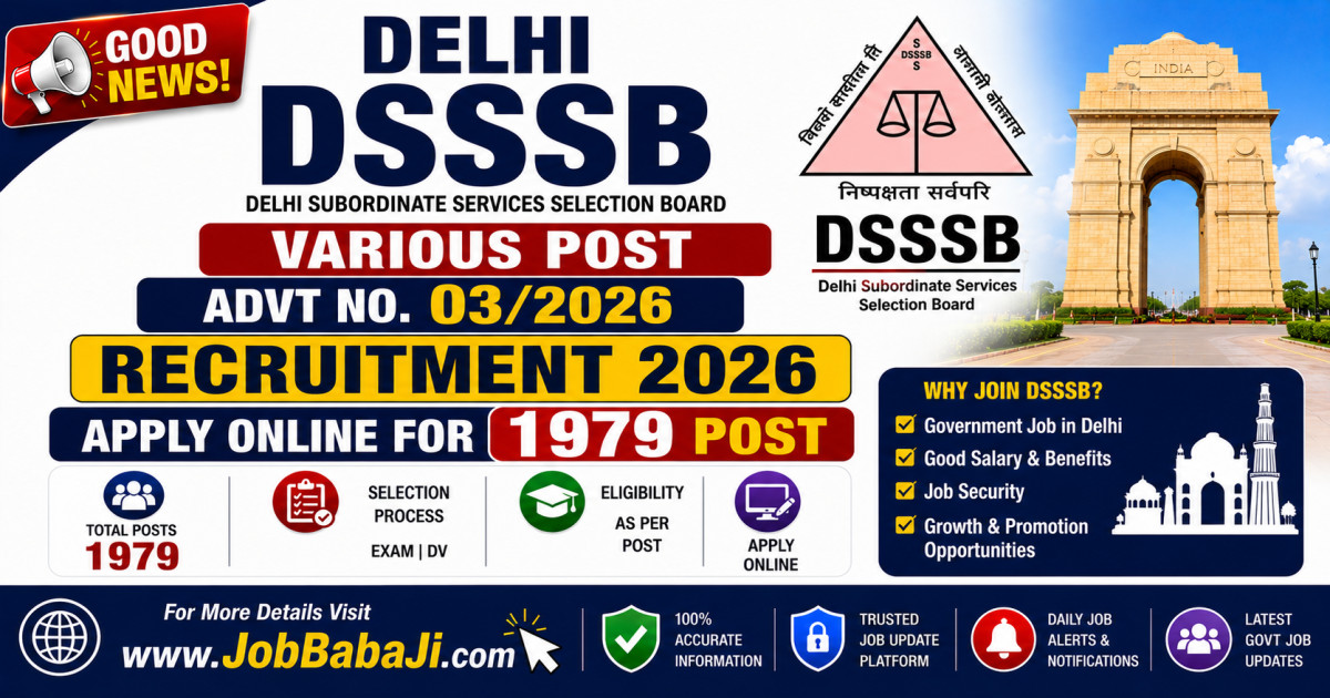 Delhi DSSSB Vacancies Post Apply Online Recruitment 2026 Job Banner