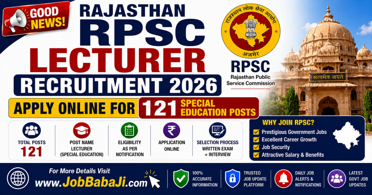 RPSC Lecturer Special Education Recruitment 2026 Job Banner