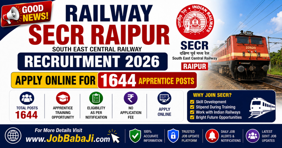 Railway SECR Raipur Apprentices 2026 Job Banner