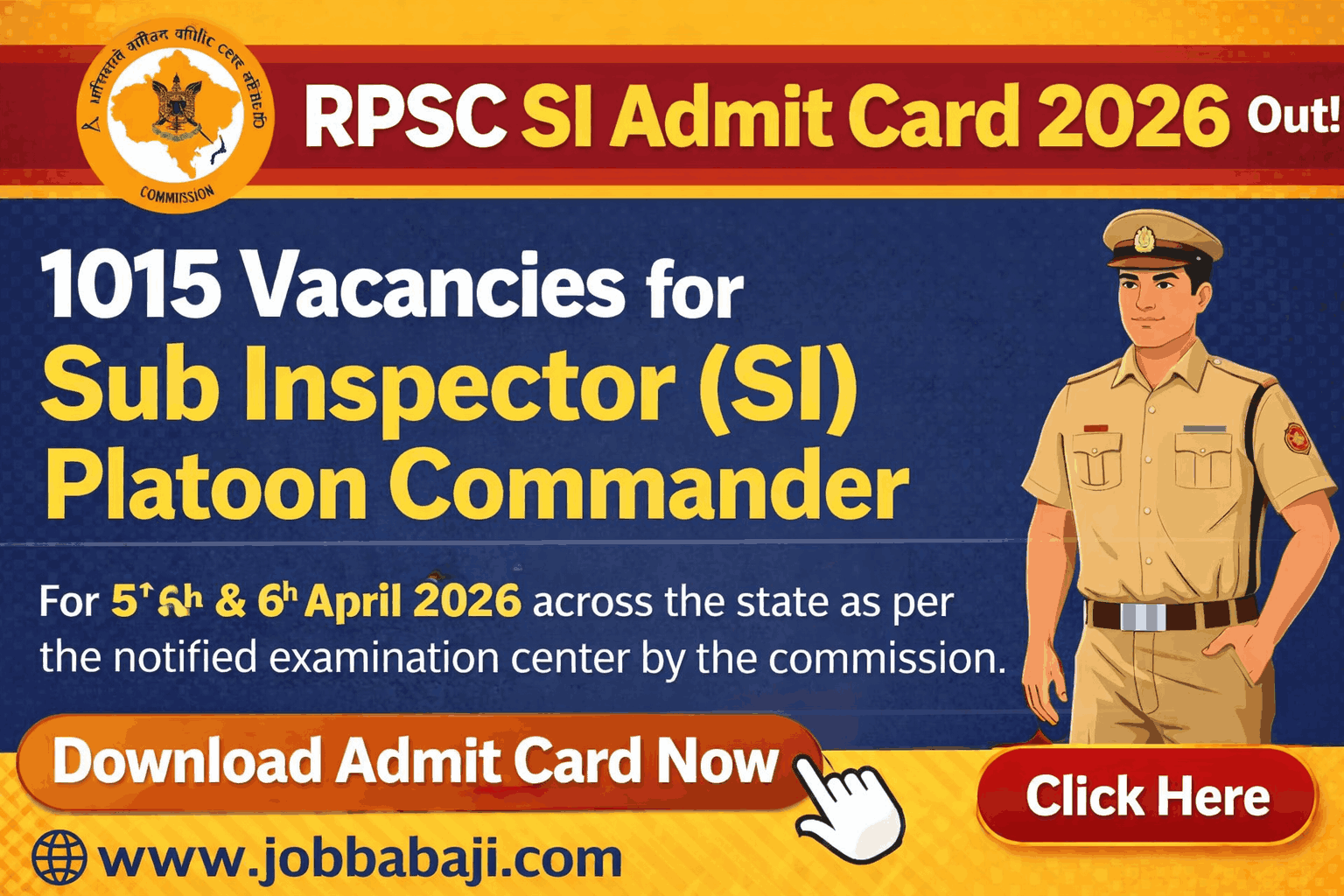 RPSC SI Admit Card 2026 Job Banner